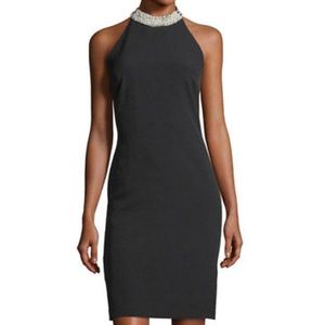 NWT Karl Lagerfeld Pearl Collar High-Neck Dress